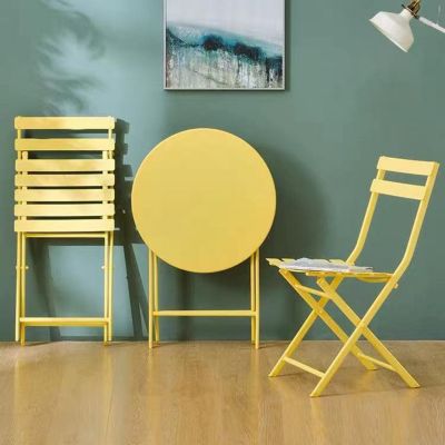 Streamdale 3 Piece Patio Bistro Set Of Foldable Round Table And Chairs, Yellow
