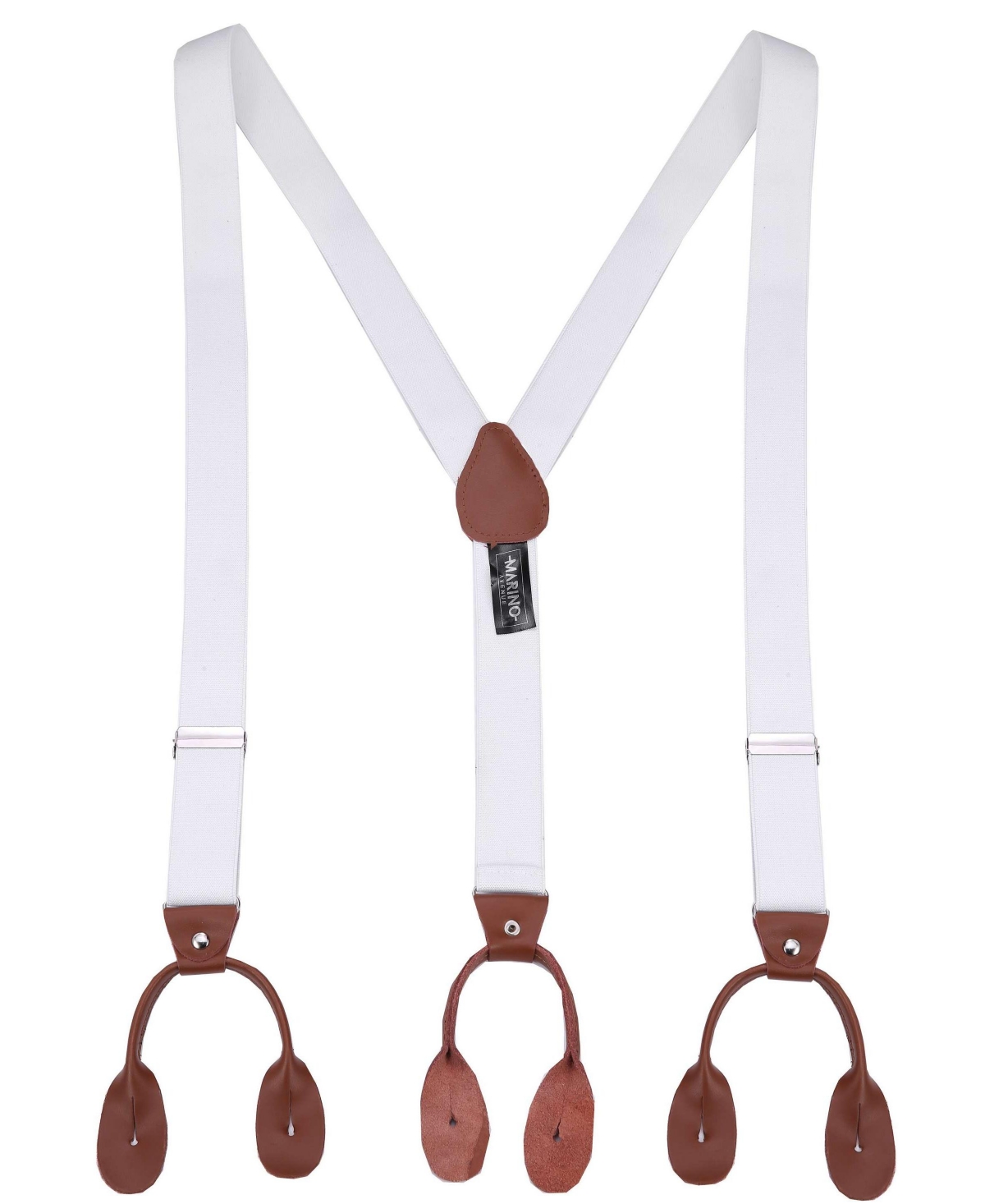 Men's Double Looped Suspender Bow Tie Set - White