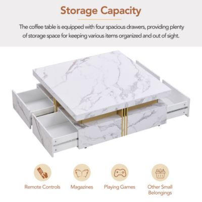 Modernsquare Storage Coffee Table With 4 Drawers