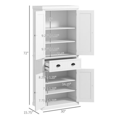 72" Kitchen Pantry Storage Cabinet with Drawer, Adjustable Shelves