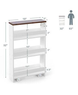 Rolling Kitchen Slim Storage Cart Mobile Shelving Organizer with Handle