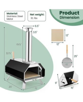 Outdoor Pizza Oven with Pizza Stone and Foldable Legs for Camping