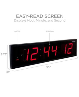Large Digital Clock, 30" LED Wall Clock with 6-Level Brightness