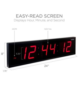Large Digital Clock, 24" LED Wall Clock with Alarm, Timer & More