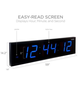 Large Digital Clock, 60" LED Wall Clock with Alarms, Timer & More