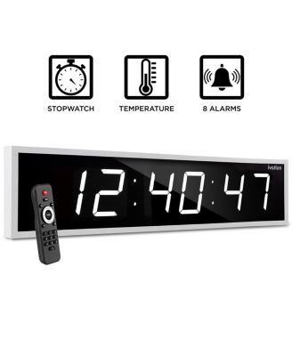 Large Digital Clock, 60" LED Wall Clock with Alarms, Timer & More