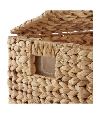 Large Laundry Hamper with Lid and Removable Liner Bag - Natural, Woven Water Hyacinth Laundry Basket for Clothes