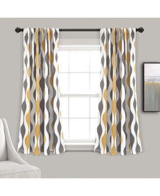 Mid Century Geo Light Filtering Window Curtain Panels