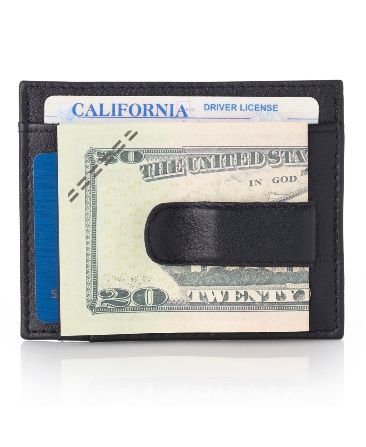 Men's Leather Rfid Spring Money Clip Front Pocket Wallet Card Case - Two-tone black/brown