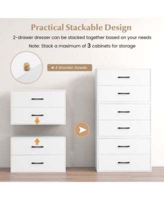 Stackable 2-Drawer Storage Cabinet with Handles for Entryway or Office Use