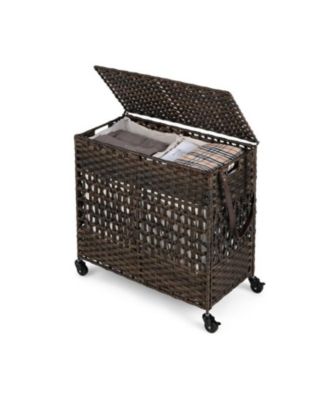 110L 2-Section Laundry Hamper with 2 Removable and Washable Liner Bags