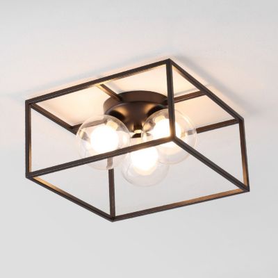 Kyle 14" 3-Light Modern Farmhouse Metal/Iron Open-Caged LED Flush Mount, Oil Rubbed Bronze