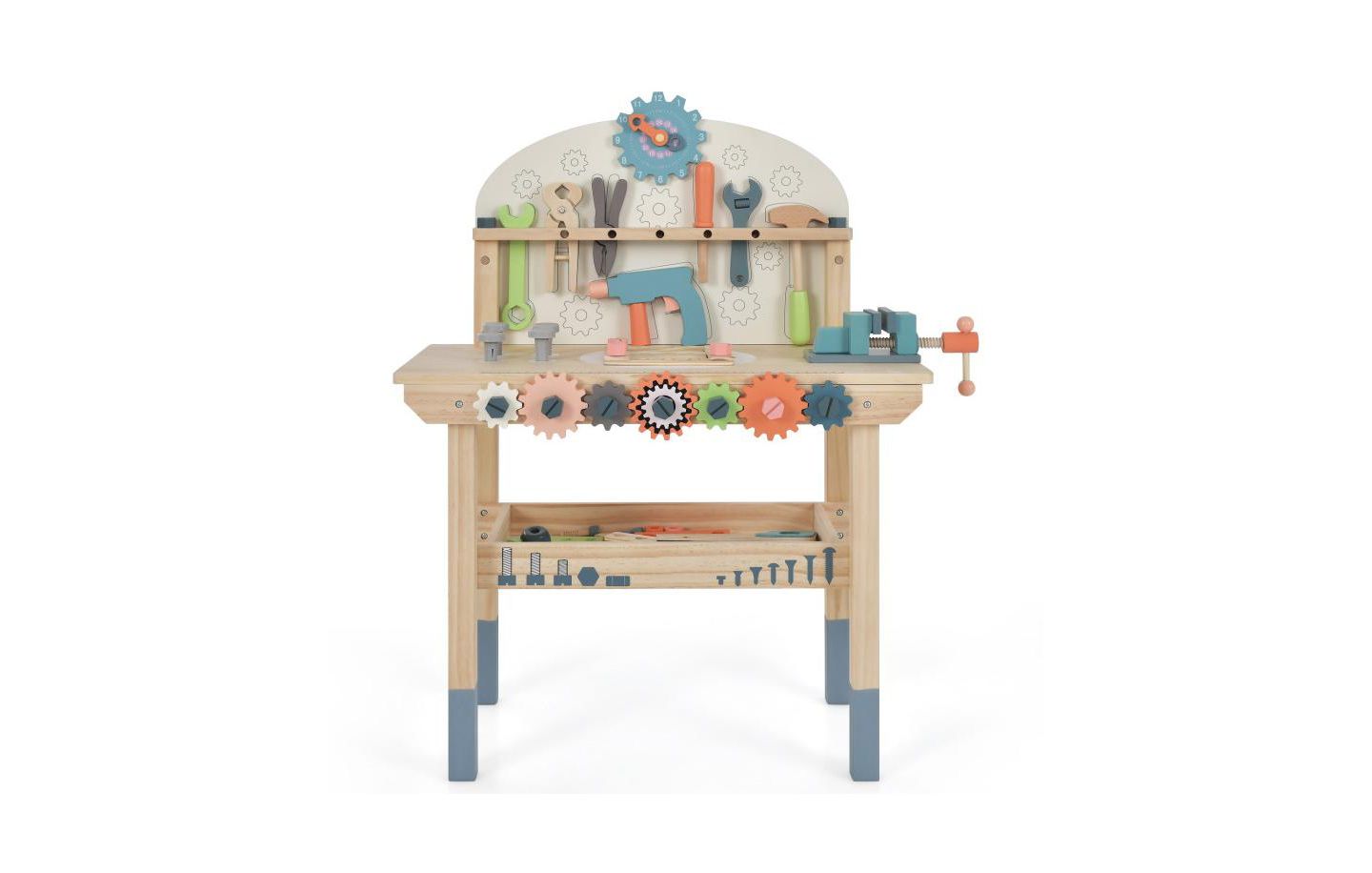 Детская игрушка Slickblue Kids Play Tool Workbench with Realistic Accessories for Pretend Play, цвет: Разноцветный — фото 1