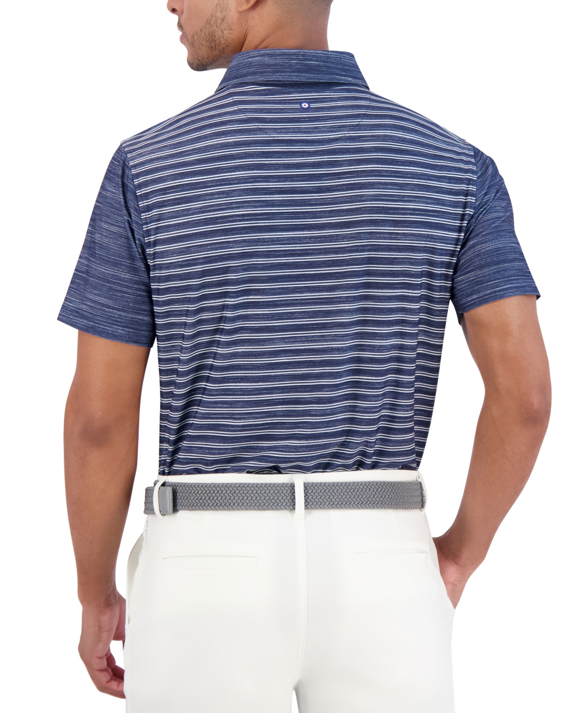 Ben Sherman Melange Stripes Color Block Tech Jersey Sports Fit Polo In Navy
