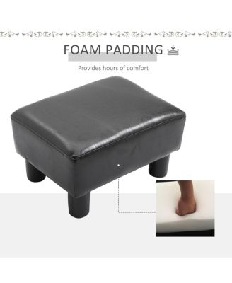 Small Faux Leather Ottoman Footrest, Black