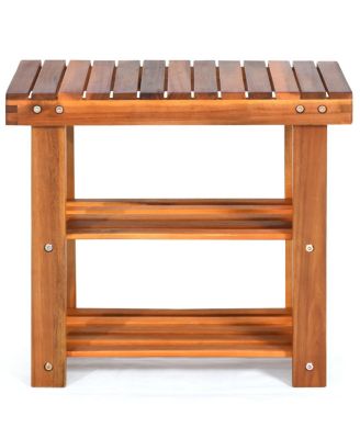 3-Tier Wood Shoe Rack 19' Shoe Bench Freestanding Boots Organizer Heavy-duty