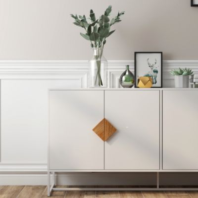 Square-Handled Solid Wood Sideboard with 4 Doors and Storage