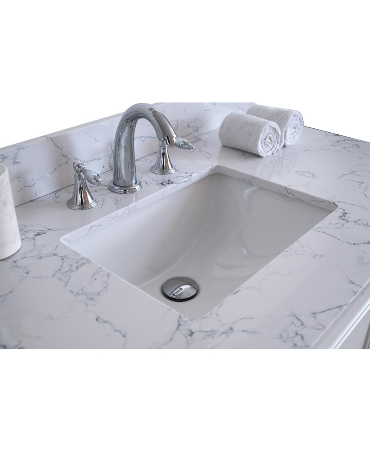 Carrara Jade Marble Vanity Top with Sink & Backsplash - White