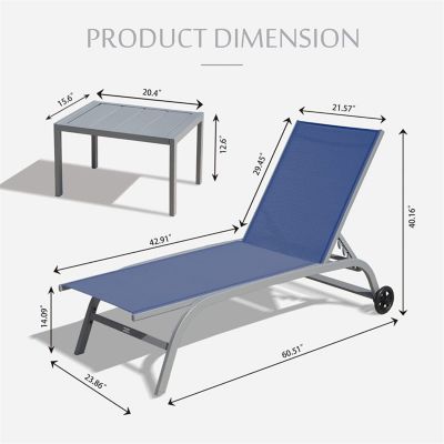 Streamdale Outdoor 3-Piece Chaise Lounge Set (Blue)