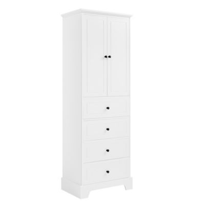 Storage Cabinet with 2 Doors, 4 Drawers - MDF, Painted Finish