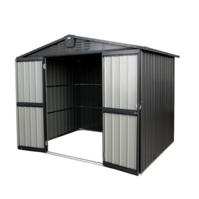 Black Metal Outdoor Storage Shed 8.2'X6.2' Lockable Cabinet