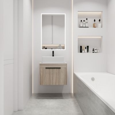 24" Modern Design Float Bathroom Vanity With Ceramic Basin Set