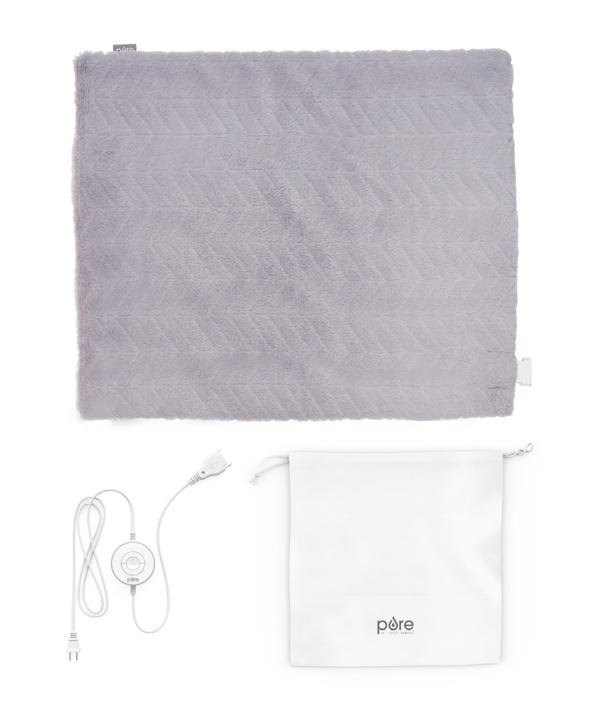 Pure Enrichment Pureradiance Ultra-wide Luxury Heating Pad For Cramps Back Pain Relief, Modern Design, Soft , Microm In Amethyst Dusk