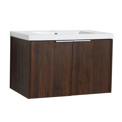 30" Modern Wall-Mount Soft-Close Doors Floating Vanity with Resin Sink