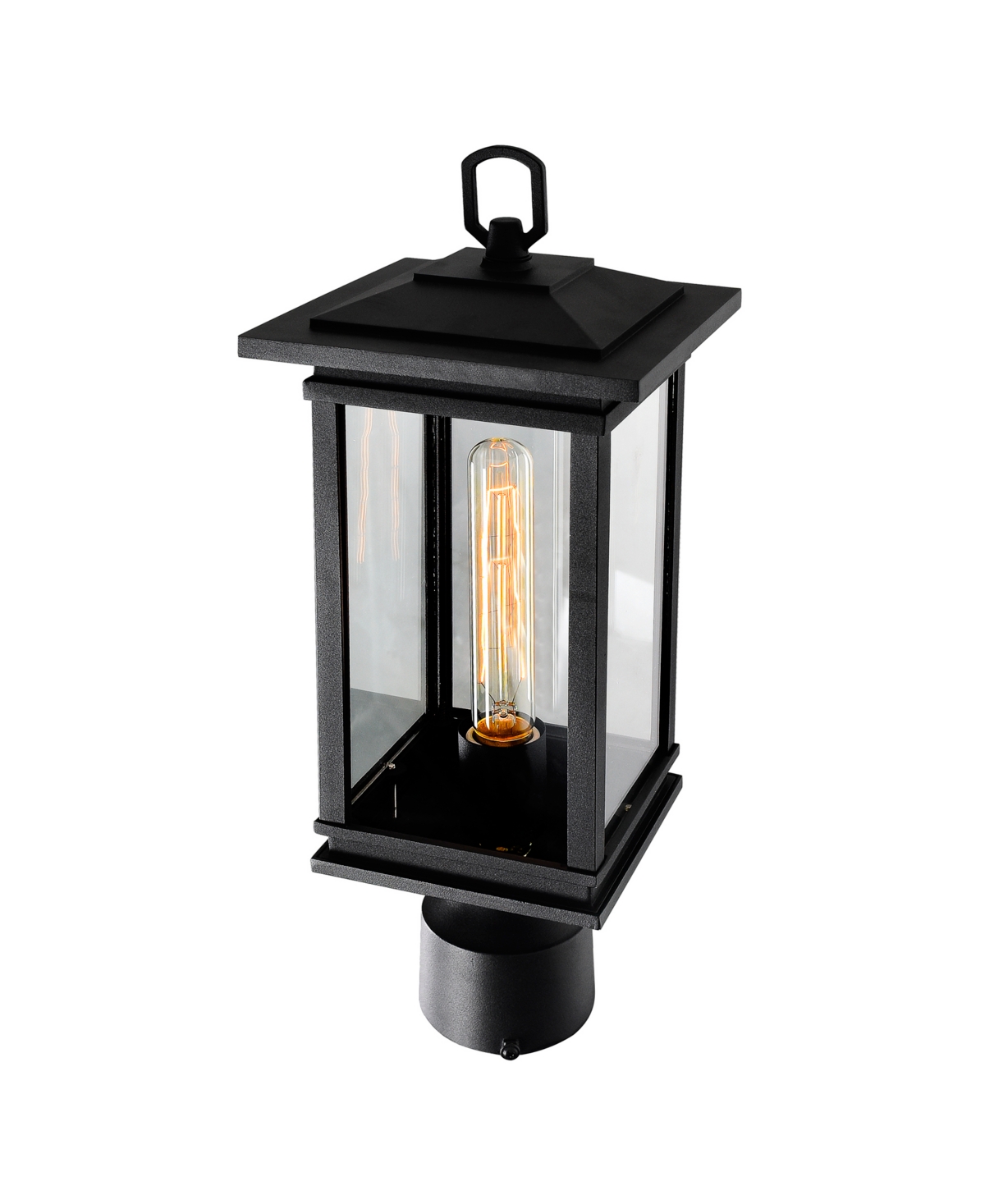 Cwi Lighting 17.5" Metal Oakwood 1 Light Outdoor Lantern Head In Black