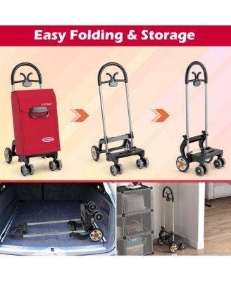 Folding Shopping Cart Utility Hand Truck with Rolling Swivel Wheels, Removable Bag &amp; Cozy Handle