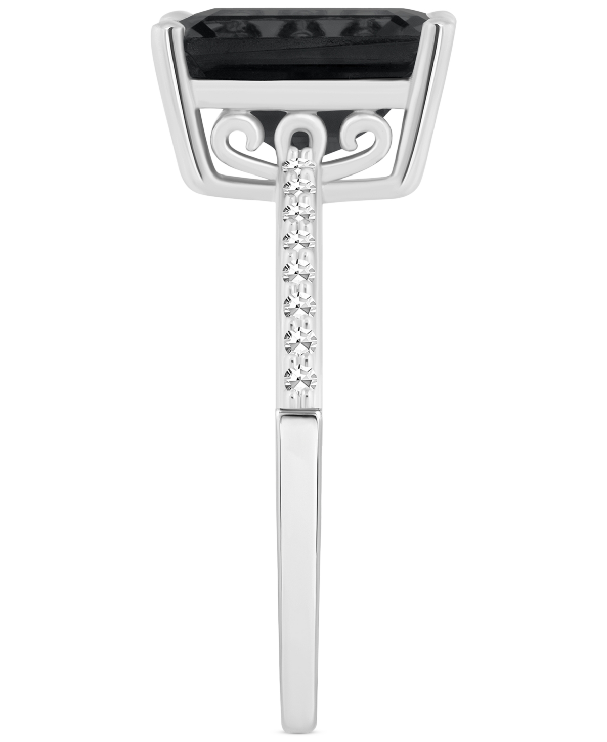 & Diamond (1/10 ct. t.w.) Emerald-Cut Statement Ring in Sterling Silver - Onyx
