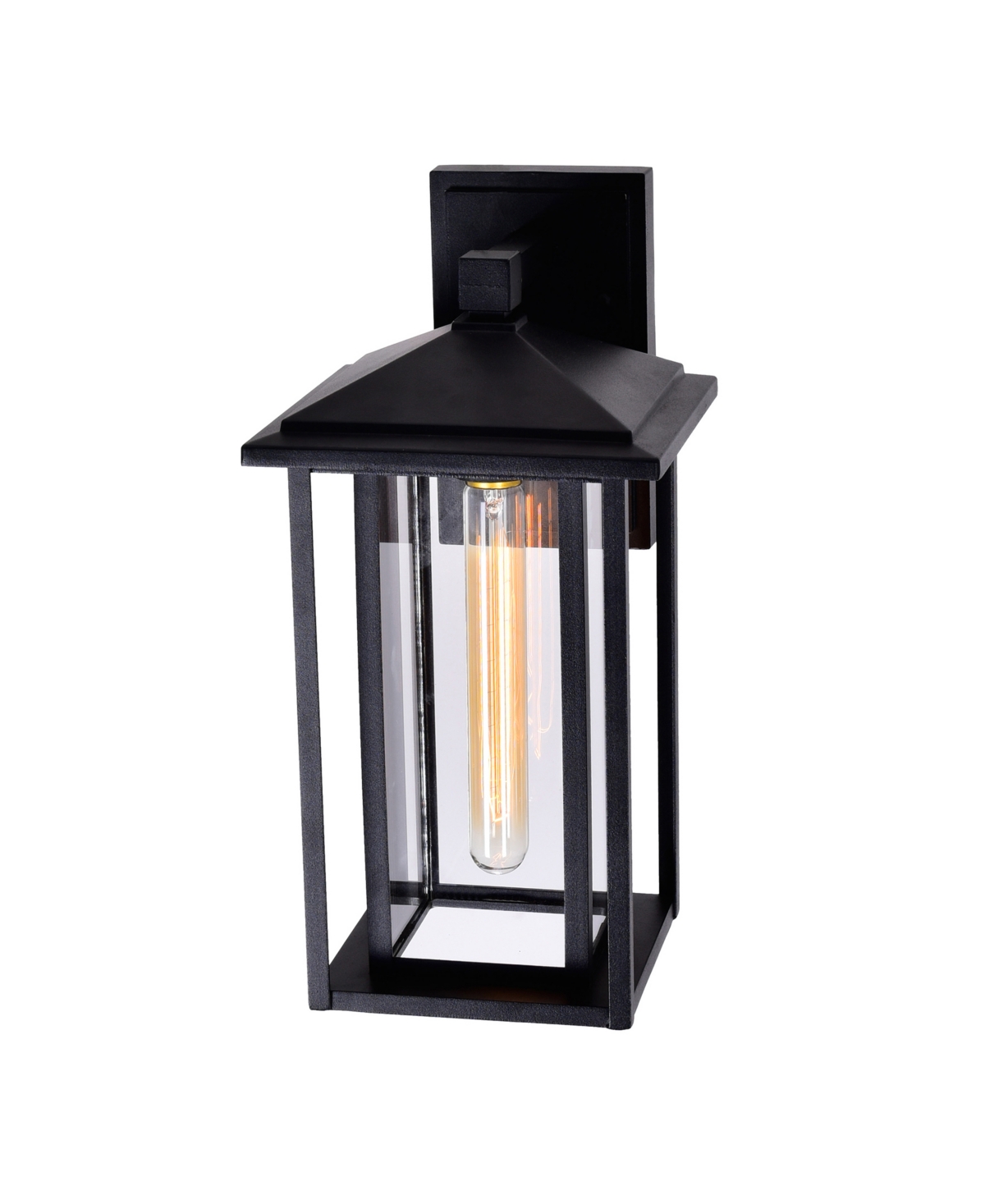 Cwi Lighting 14.7" Metal Crawford 1 Light Outdoor Wall Light In Black