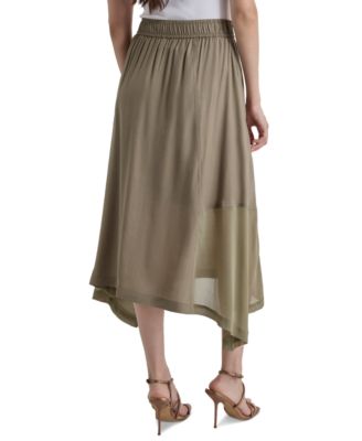 Women's Handkerchief Hem Mixed Media Maxi Skirt