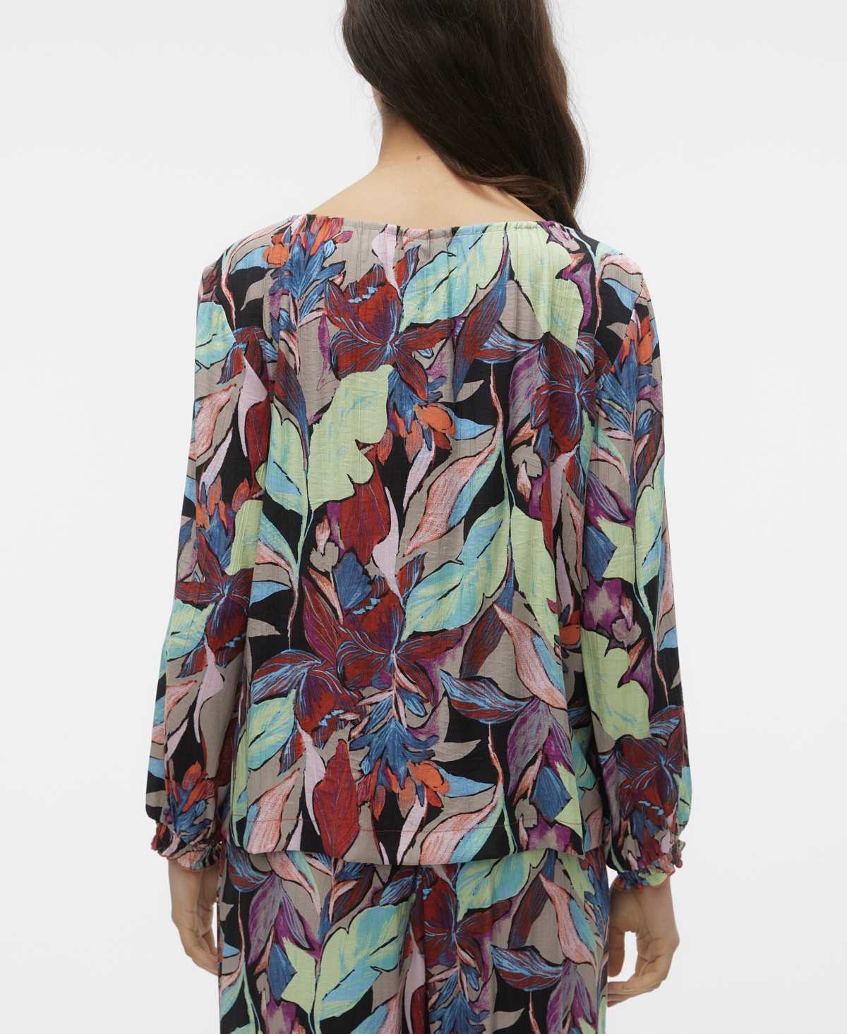 Vero Moda Women's Gaja Palma Printed Blouson Sleeve Top