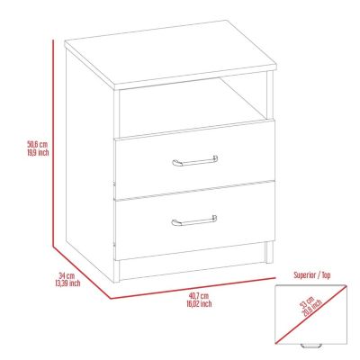 Brookline 2-Drawer 1-Shelf Rectangle Nightstand