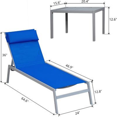 Streamdale Blue Patio Chaise Lounge Set with Table