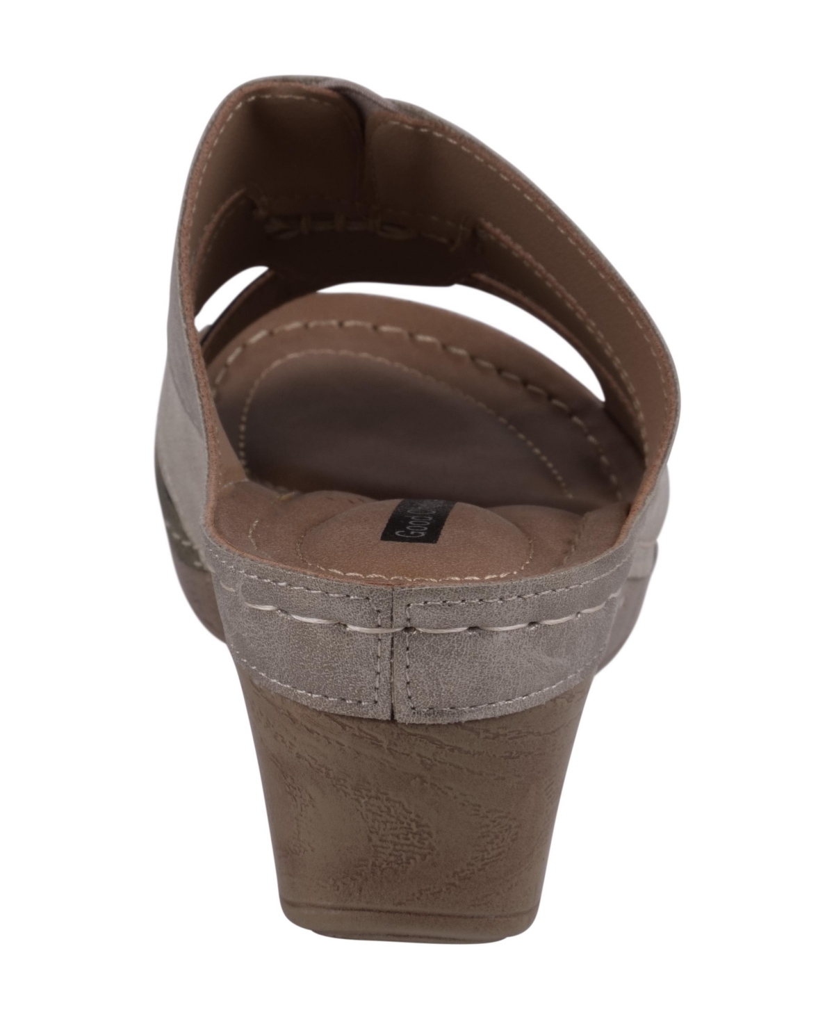 Gc Shoes Delores Khaki Multi-tone Triple Band Contrast Wedge Sandals In Khaki Multi