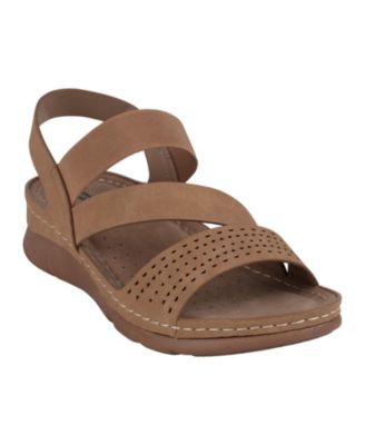 Women's Grange Perforated Strappy Elastic Comfort Flat Sandals