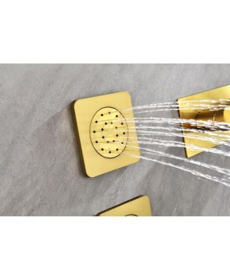 Wall Mounted Waterfall Rain Shower System With 3 Body Sprays & Handheld Shower