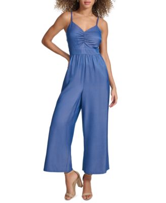 kensie - Women's Chambray Ruched Jumpsuit