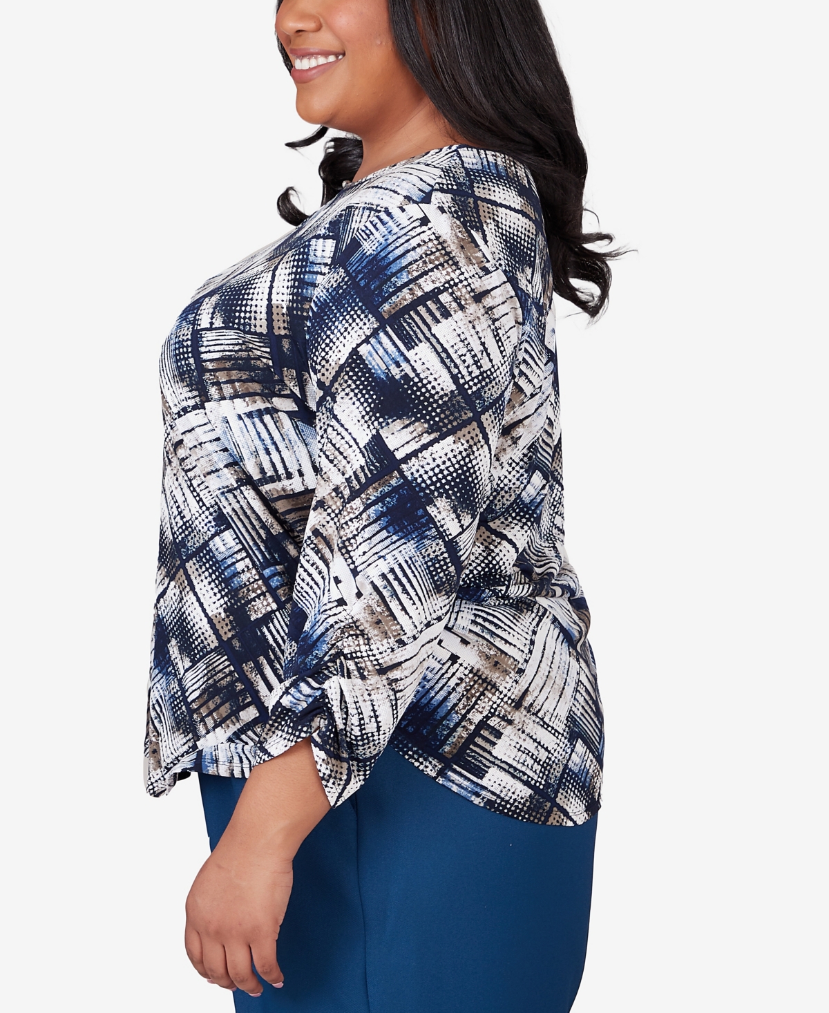Alfred Dunner Plus Size Classic Abstract Textured Patchwork Top