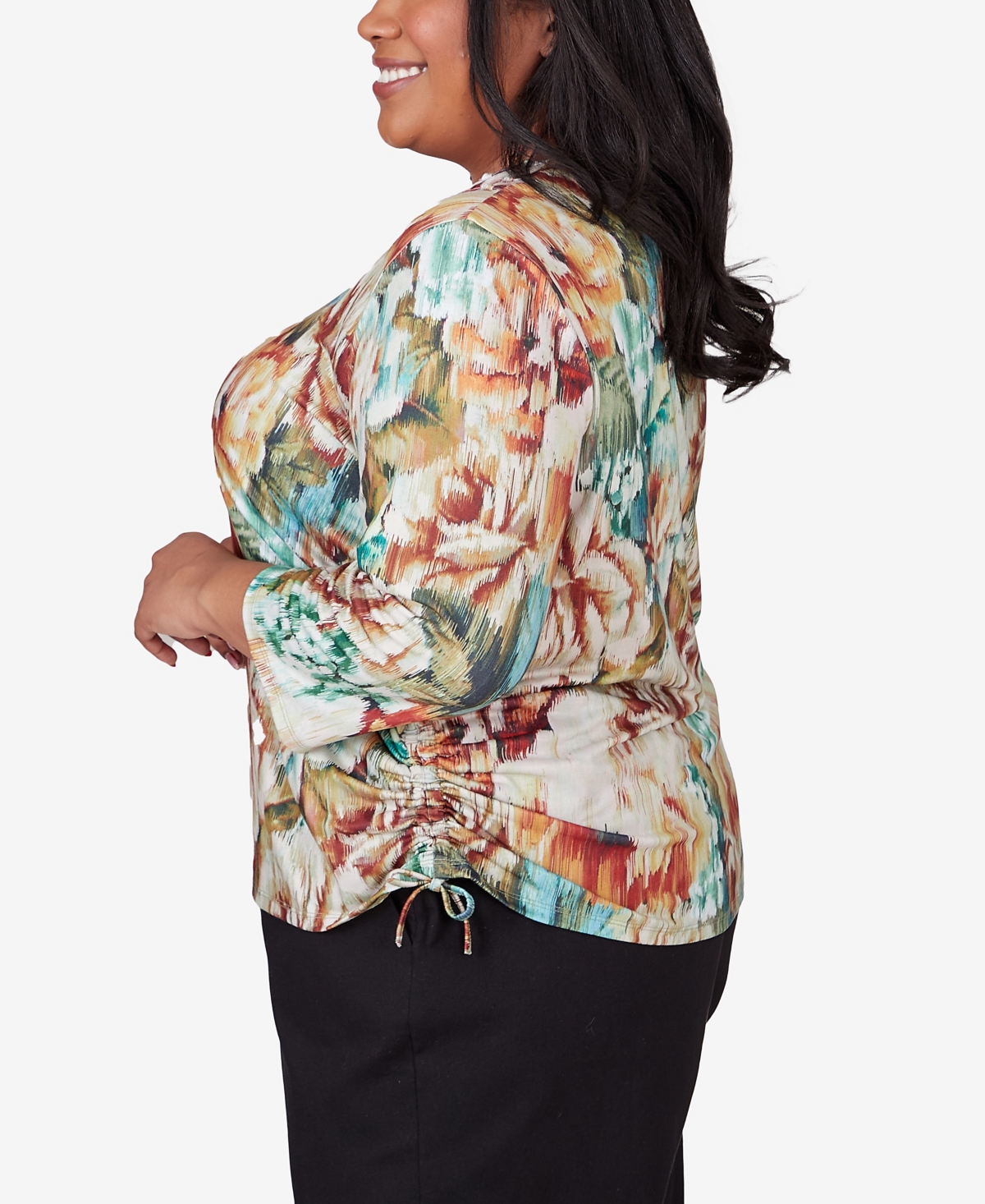 Alfred Dunner Plus Size Classic Earth Floral Crew Neck Top