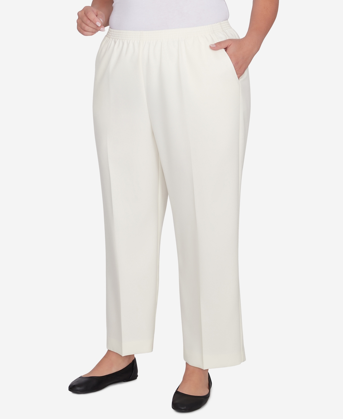 Alfred Dunner Plus Size Classic Accord Elastic Waist Short Length Pant
