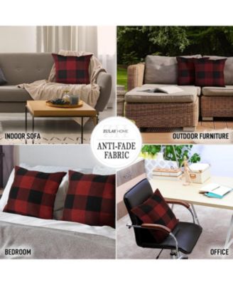 Buffalo Plaid Outdoor & Indoor 2 Pack Throw Pillow Covers, 16x16 inches