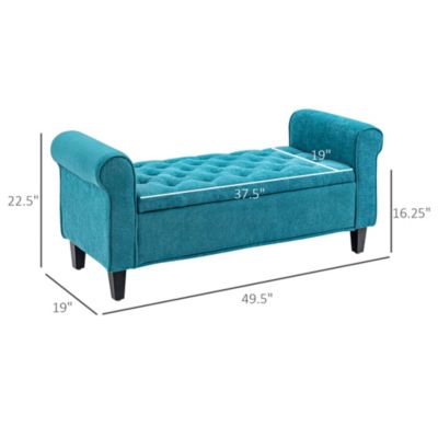 50" Bed End Bench with Ottoman and Storage,