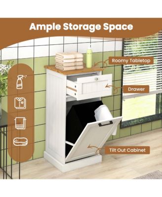 Laundry Cabinet Freestanding Basket Drawer Organizer Tilt Out Laundry Hamper