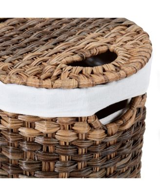 Handwoven Oval Double Laundry Hamper
