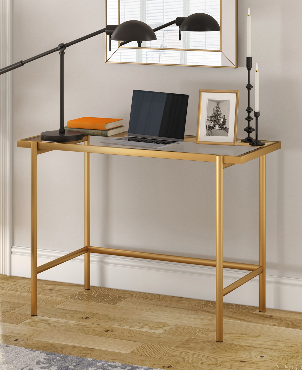 Hudson & Canal Dexter 23.25" Tall Boom Arm Table Lamp With Metal Shade In Blackened Bronze