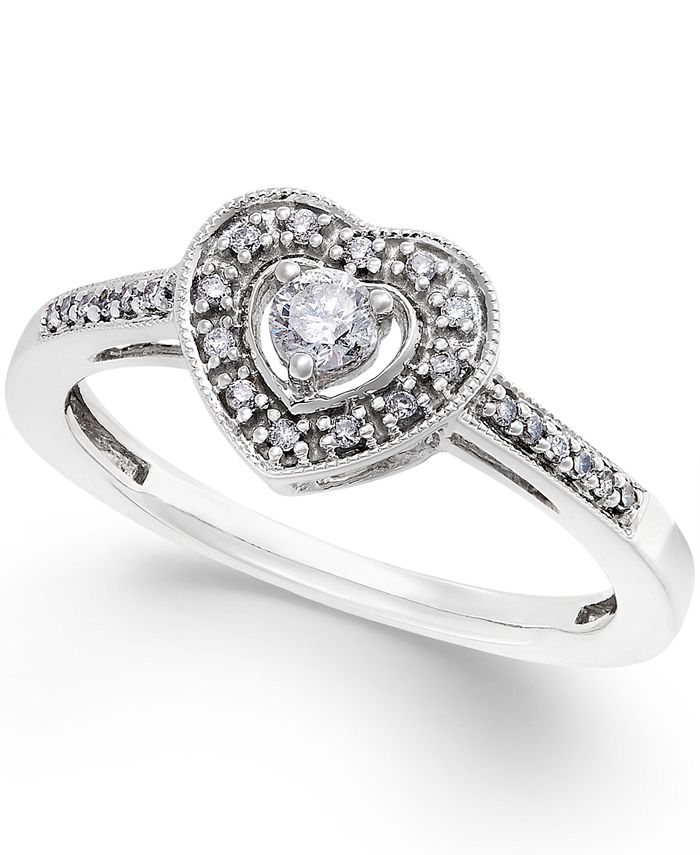 Macy s Diamond Heart Promise Ring in Sterling Silver 1 5 ct. t.w