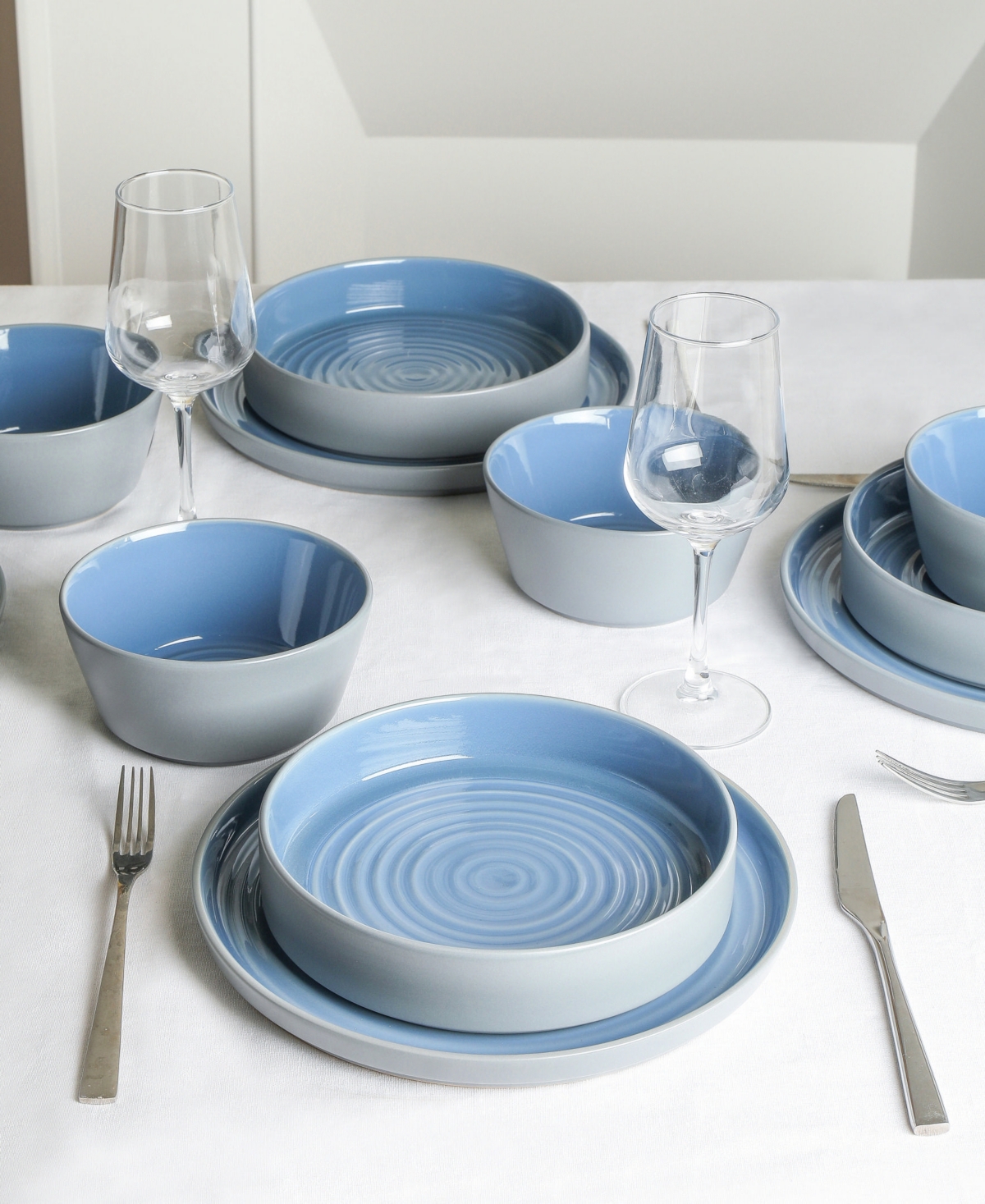 Stone Lain Elica Pc. Dinnerware Set, Service for 4 - Blue and Grey